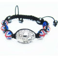 UK Flag Shamballa Bracelets Skull Heads Crystal String Ball Bracelet